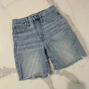 Madewell HighRise Denim MidLength Jean Shorts RawHem Light Vintage Wash Women 24